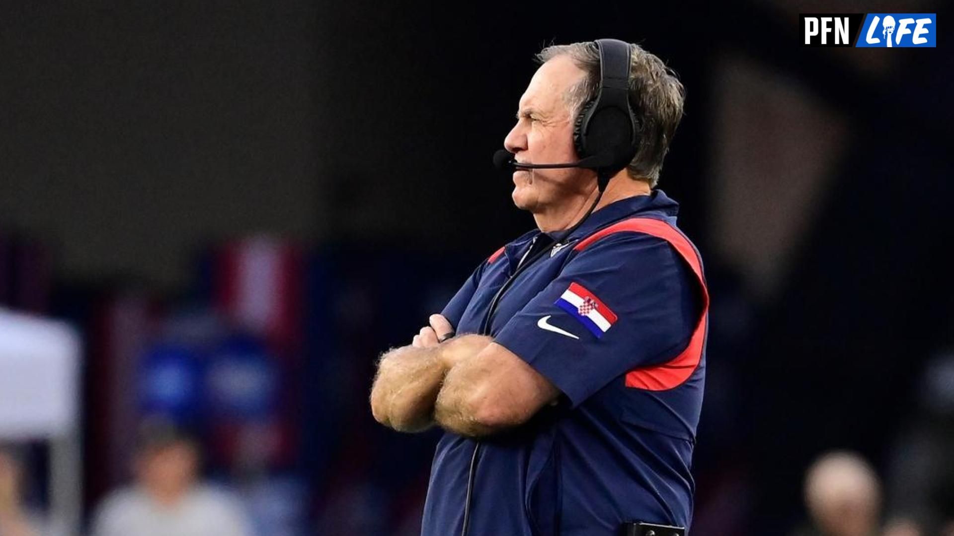 Bill Belichick watches game action during the second half against the Philadelphia Eagles at Gillette Stadium.