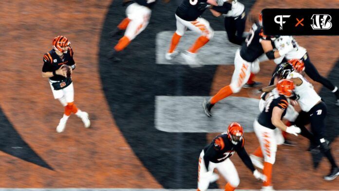 Cincinnati Bengals quarterback Joe Burrow (9) drops back to throw in the first quarter of an NFL wild-card playoff football game between the Baltimore Ravens and the Cincinnati Bengals, Sunday, Jan. 15, 2023, at Paycor Stadium in Cincinnati. Baltimore Ravens At Cincinnati Bengals Afc Wild Card Jan 15 599 Syndication The Enquirer