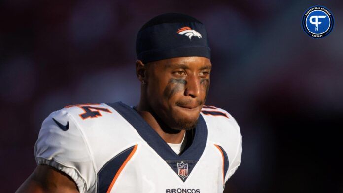 Denver Broncos wide receiver Courtland Sutton (14) during halftime against the San Francisco 49ers at Levi's Stadium.