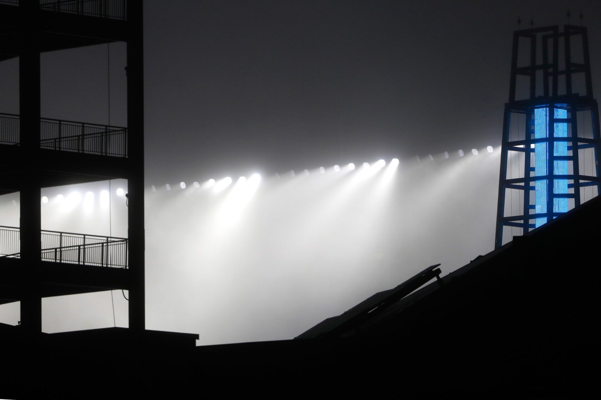 A general view of the lighthouse at Gillette Stadium.