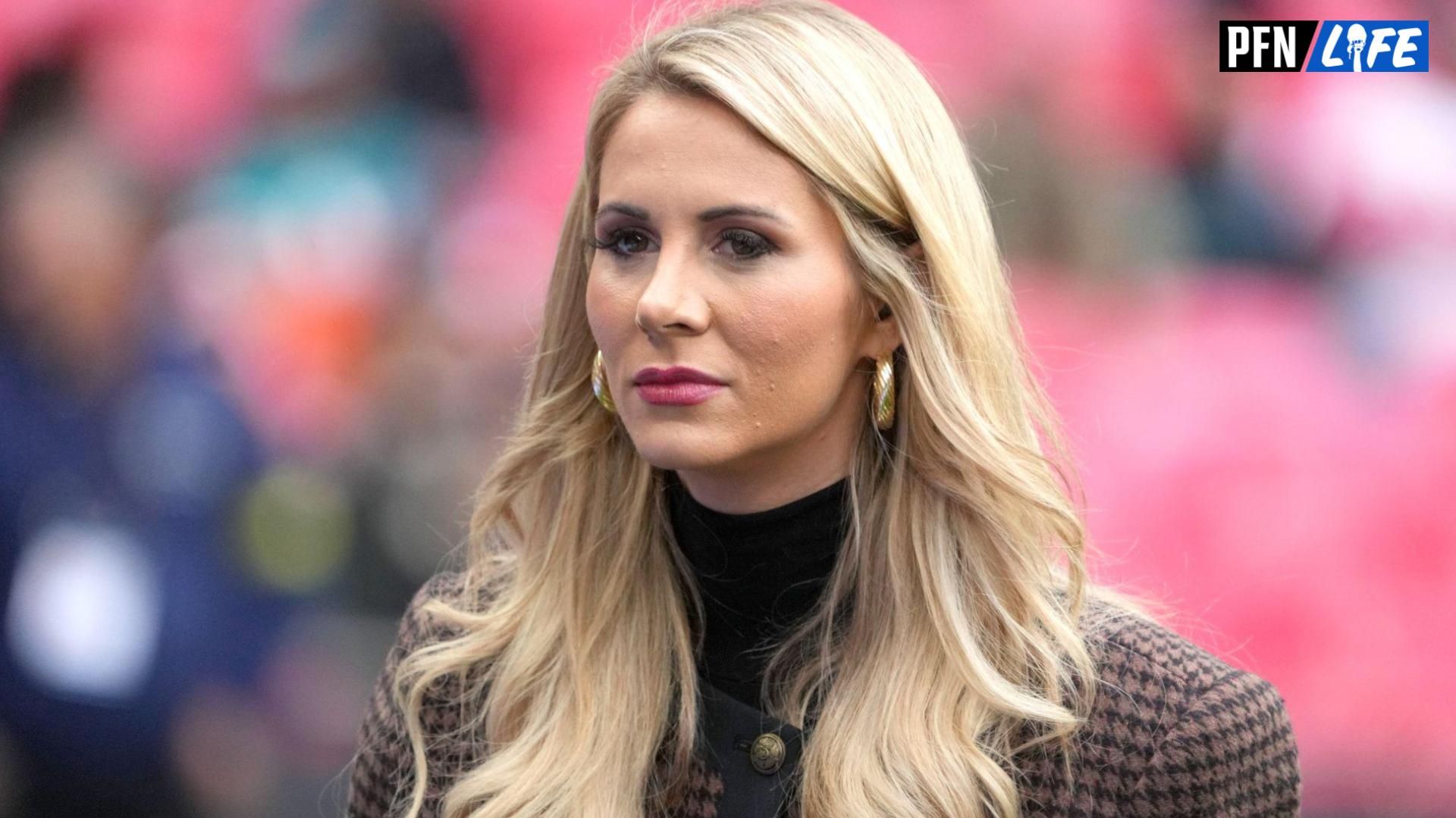 Laura Rutledge reacts during an NFL International Series game between the Jacksonville Jaguars and the Denver Broncos at Wembley Stadium.