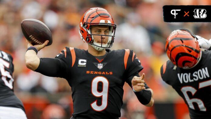 Joe Burrow (9) throws a pass against the Baltimore Ravens in the second half at Paycor Stadium.