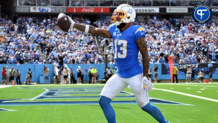 Los Angeles Chargers wide receiver Keenan Allen (13) scores against the Tennessee Titans during the second half at Nissan Stadium.