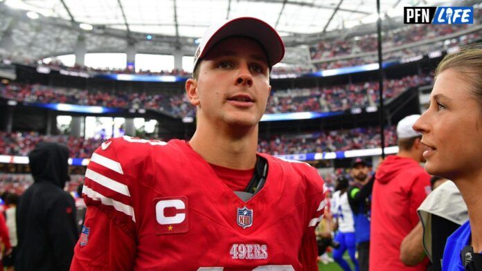 San Francisco 49ers QB Brock Purdy walks off the field.