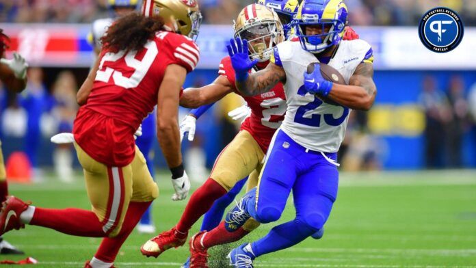 Los Angeles Rams RB Kyren Williams (23) runs the ball against the San Francisco 49ers.