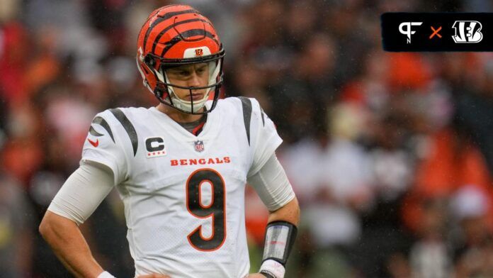 Joe Burrow (9) paces behind the line of scrimmage between plays in the first quarter of the NFL Week 1 game between the Cleveland Browns and the Cincinnati Bengals at FirstEnergy Stadium.