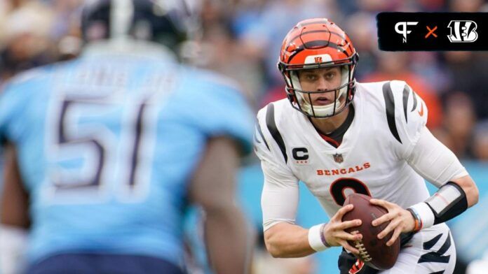 Cincinnati Bengals QB Joe Burrow (9) against the Tennessee Titans.