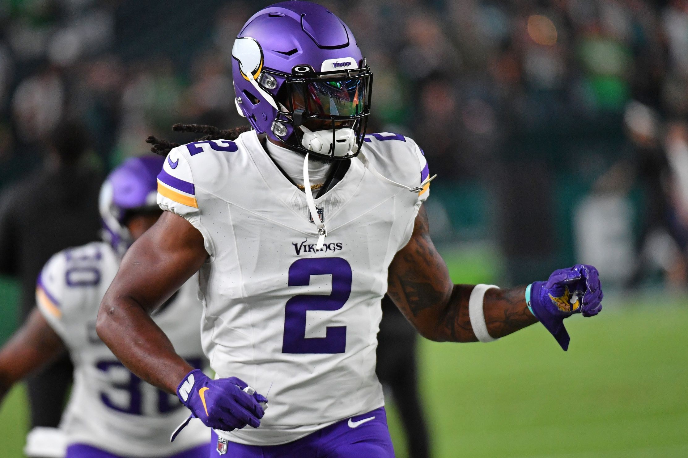 Alexander Mattison (2) against the Philadelphia Eagles at Lincoln Financial Field.