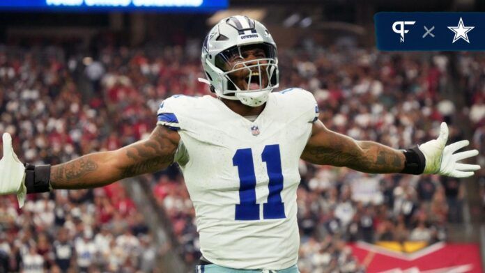 Dallas Cowboys LB Micah Parsons (11) reacts with excitement.