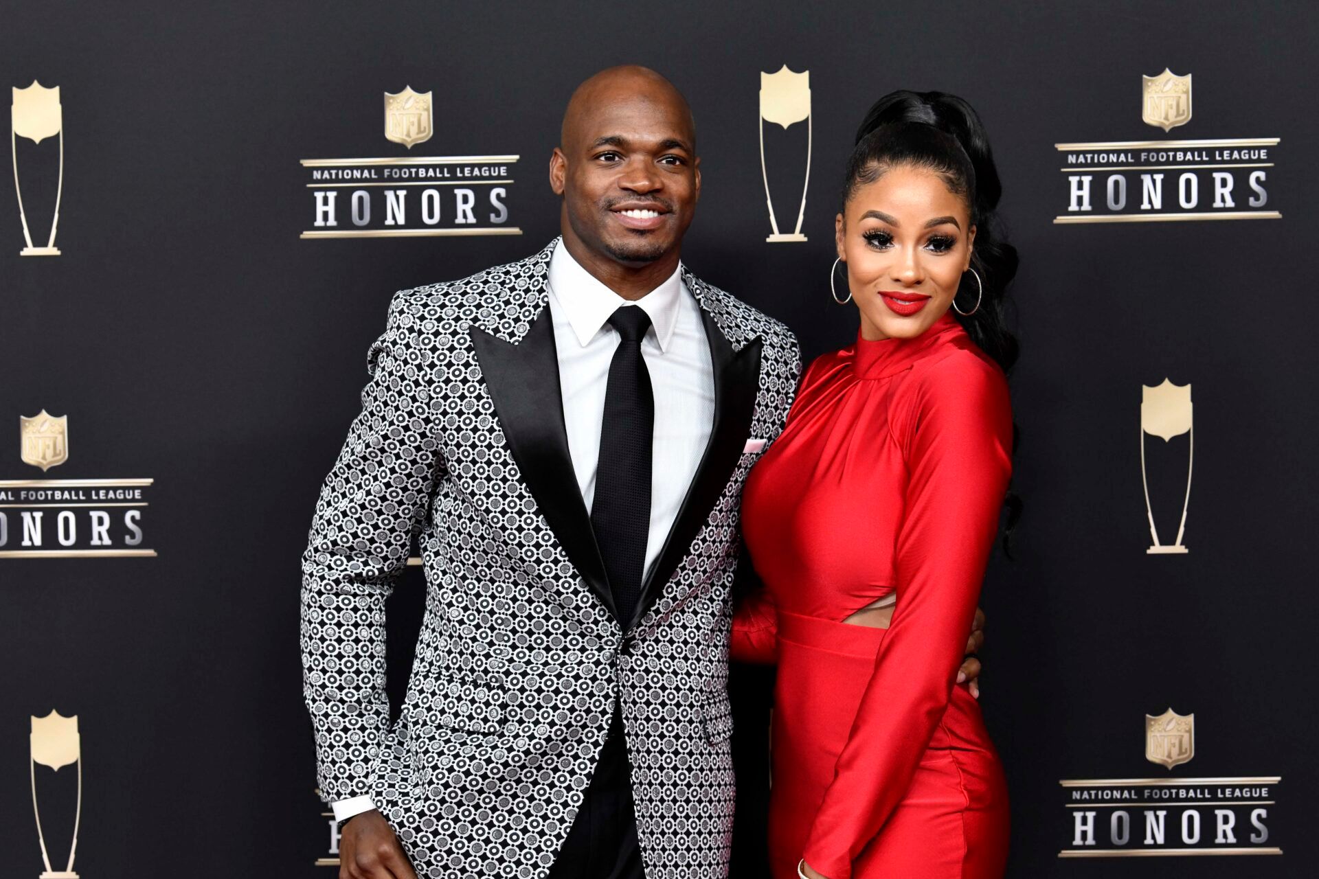 Adrian Peterson during red carpet arrivals for the NFL Honors show at the Fox Theatre.