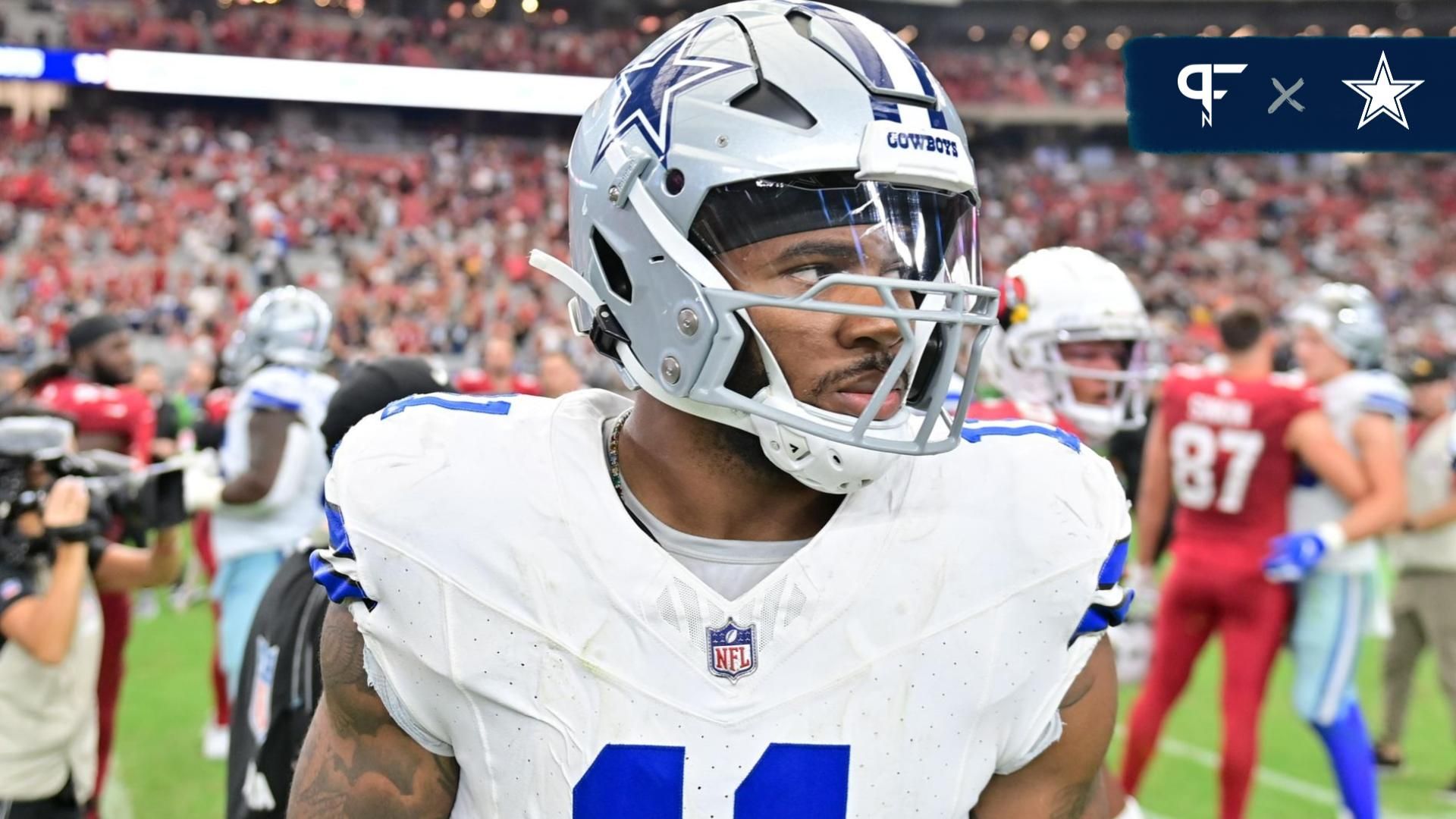 Micah Parsons (11) looks on after losing to the Arizona Cardinals at State Farm Stadium.