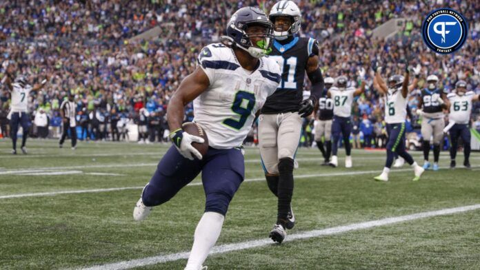 Seattle Seahawks running back Kenneth Walker III scores against the Carolina Panthers.