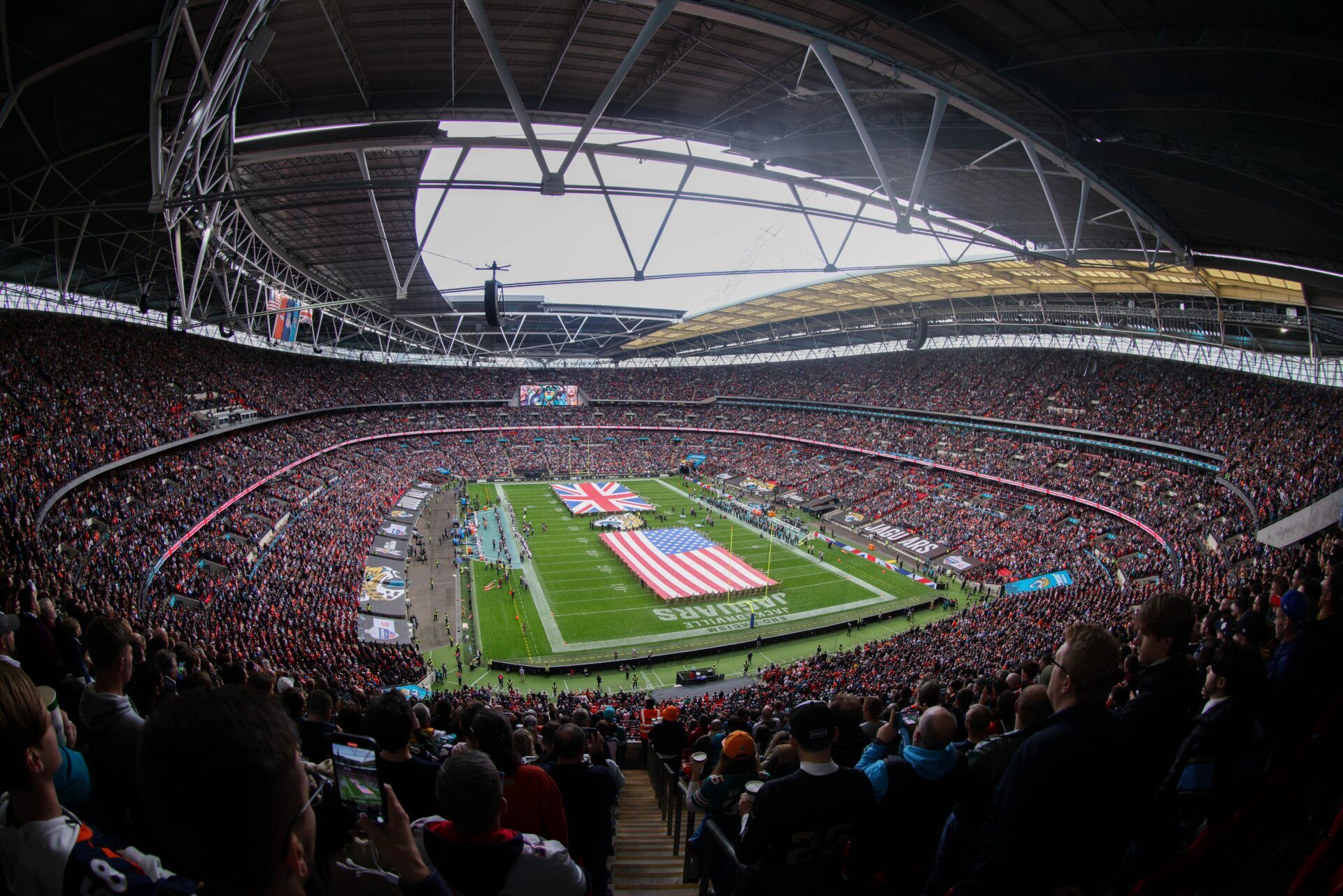 A general view of the stadium before the start of a game between the Jacksonville Jaguars and Denver Broncos during an NFL International Series game at Wembley Stadium.