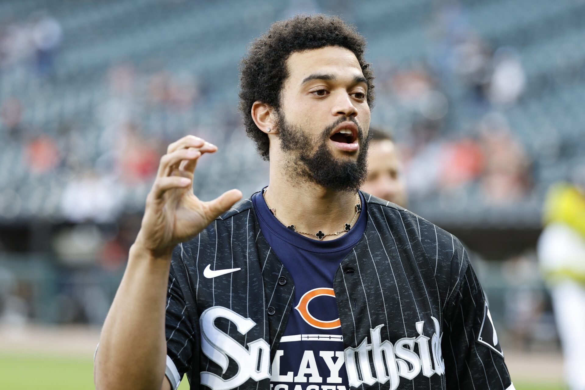 Chicago Bears quarterback Caleb Williams attends a game between the Chicago White Sox and Baltimore Orioles at Guaranteed Rate Field.