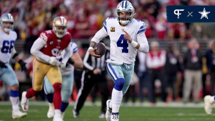 Dak Prescott (4) runs during the second quarter of a NFC divisional round game against the San Francisco 49ers at Levi's Stadium.