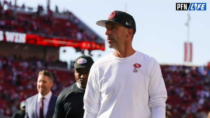 San Francisco 49ers head coach Kyle Shanahan walks off the field after the game against the Arizona Cardinals at Levi's Stadium.