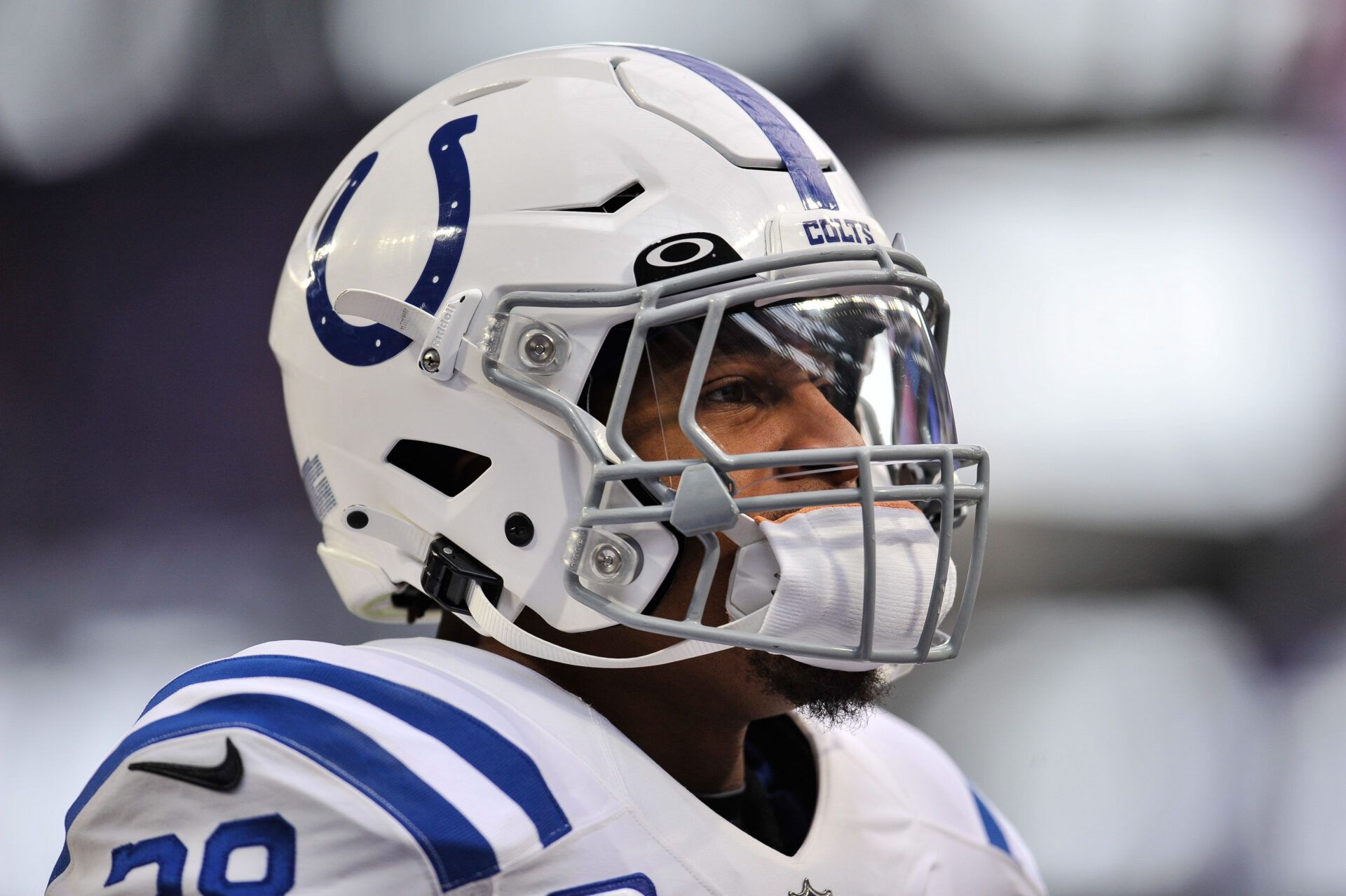 Indianapolis Colts running back Jonathan Taylor (28) warms up before the game against the Minnesota Vikings at U.S. Bank Stadium.