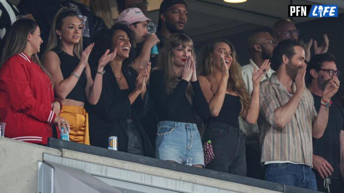 Grammy award winner Taylor Swift cheers on Travis Kelce and the Kansas City Chiefs.