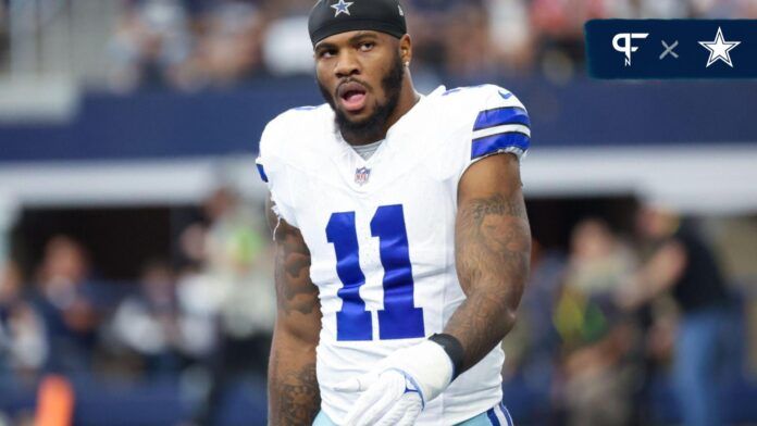 Dallas Cowboys linebacker Micah Parsons (11) before the game against the New England Patriots at AT&T Stadium.