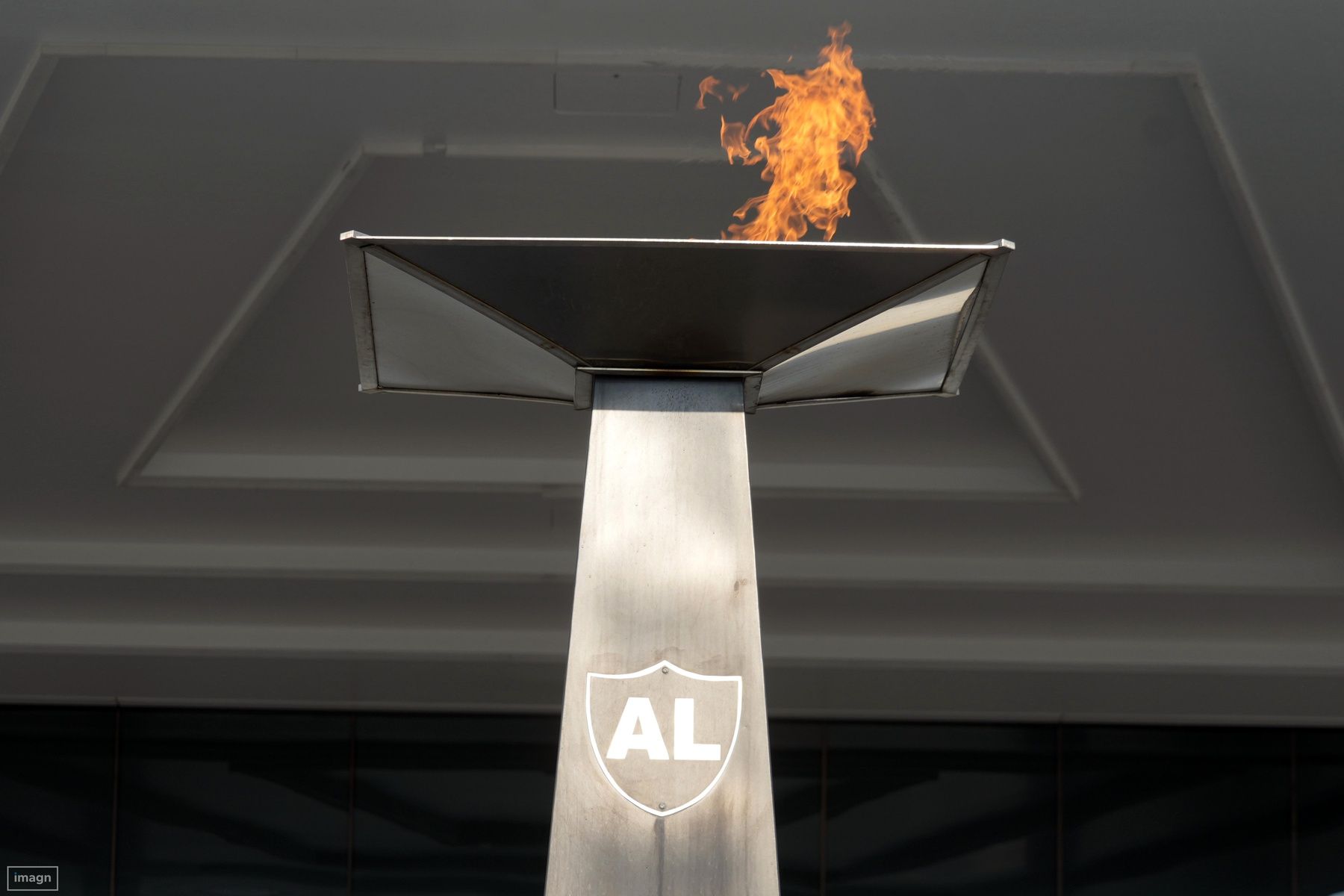 The Al Davis memorial torch at the Las Vegas Raiders headquarters and training facility at the Intermountain Health Performance Center.