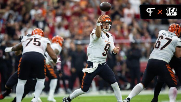 Cincinnati Bengals quarterback Joe Burrow (9) against the Arizona Cardinals at State Farm Stadium.