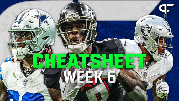 Week 6 Fantasy Football Cheat Sheet: Analysis for Every Player in Every Game