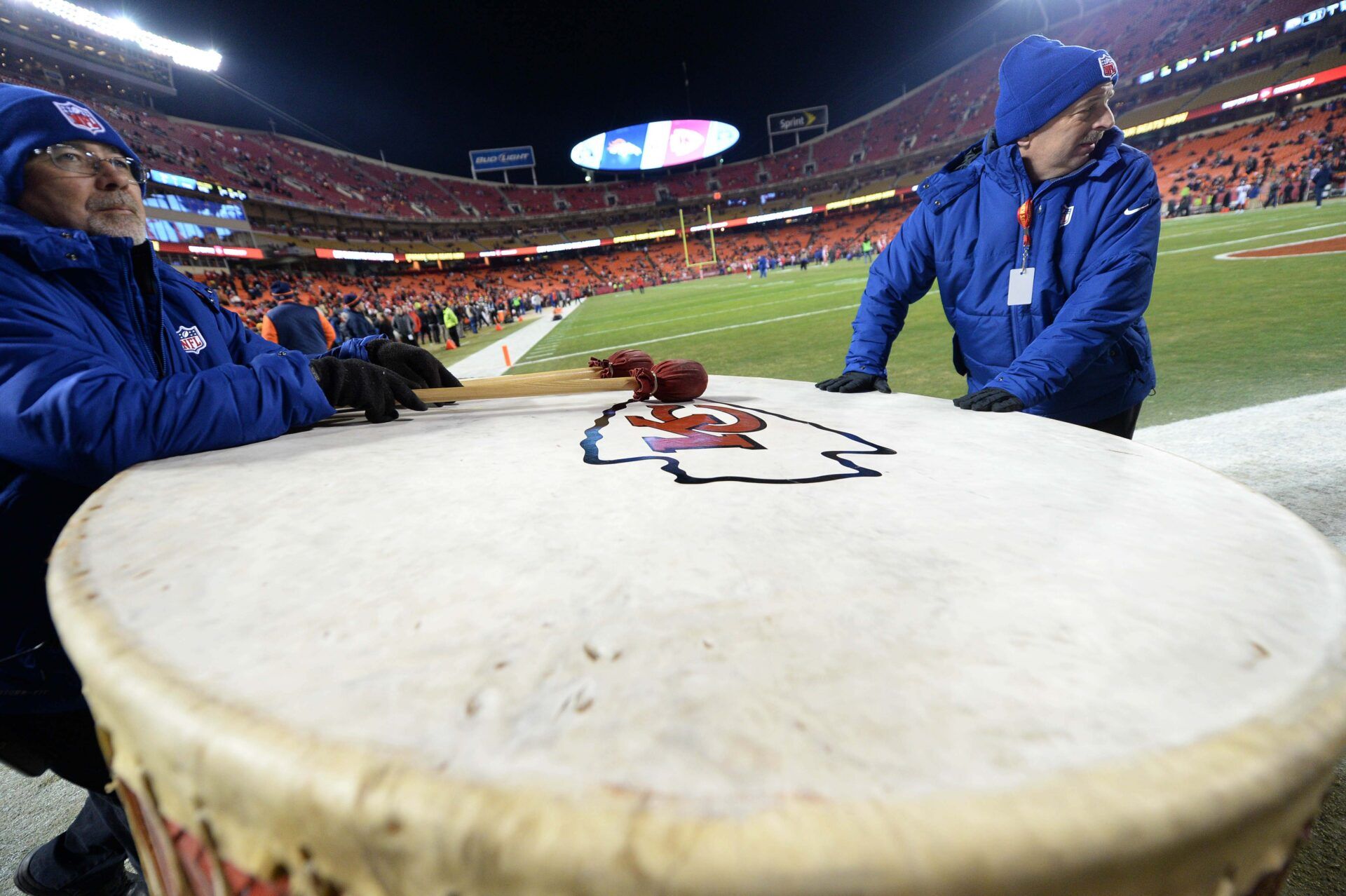 General view of the Kansas City Chiefs pre game drum before the game against the Denver Broncos at Arrowhead Stadium.