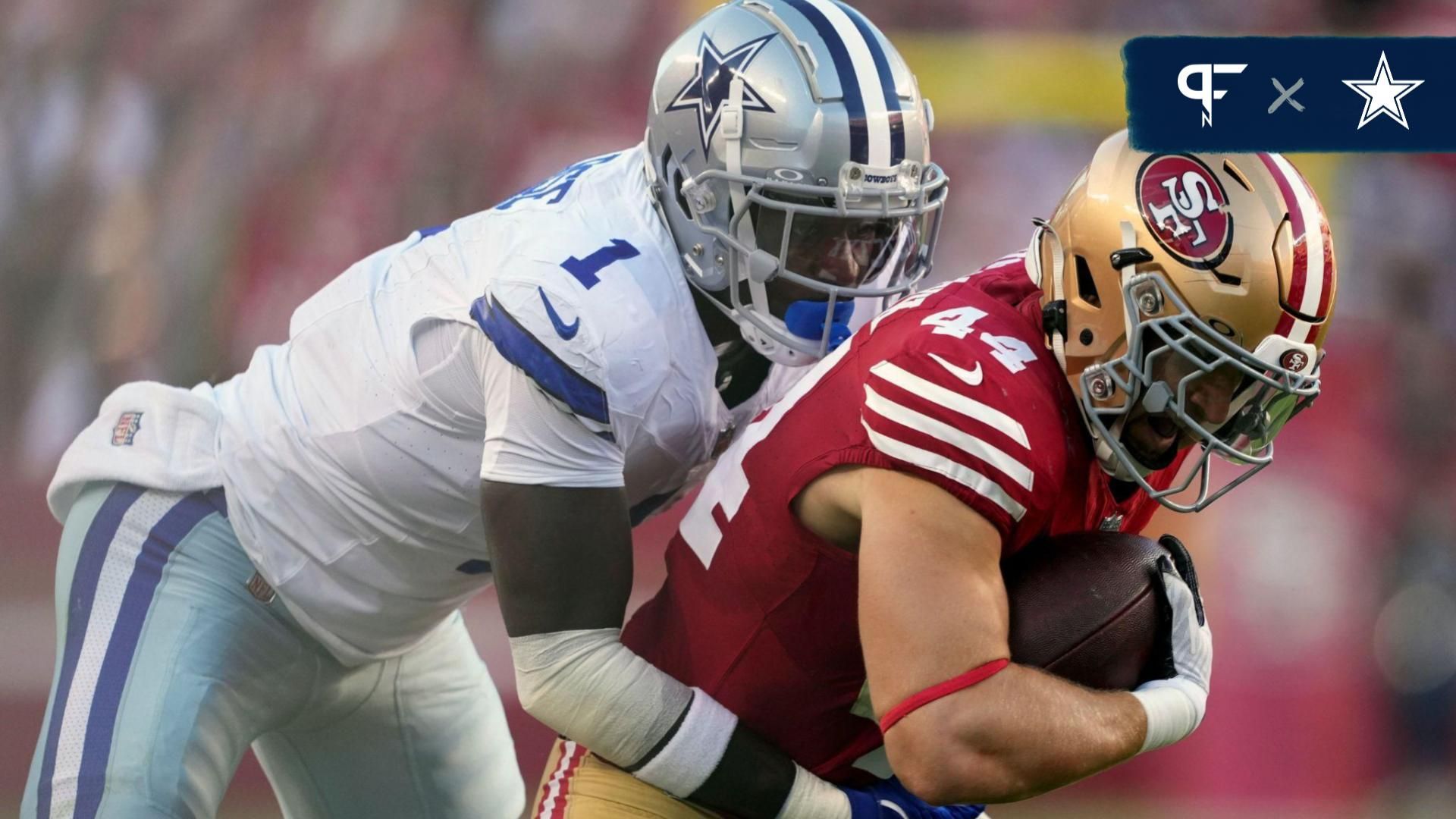 Dallas Cowboys safety Jayron Kearse (1) tackles San Francisco 49ers fullback Kyle Juszczyk (44).