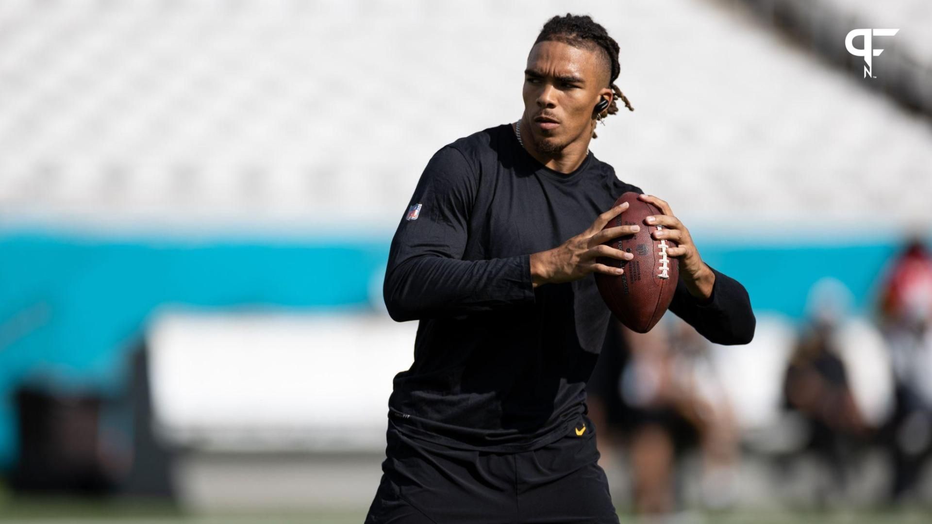 Chase Claypool (11) looks to throw the ball before the game against the Jacksonville Jaguars at TIAA Bank Field.