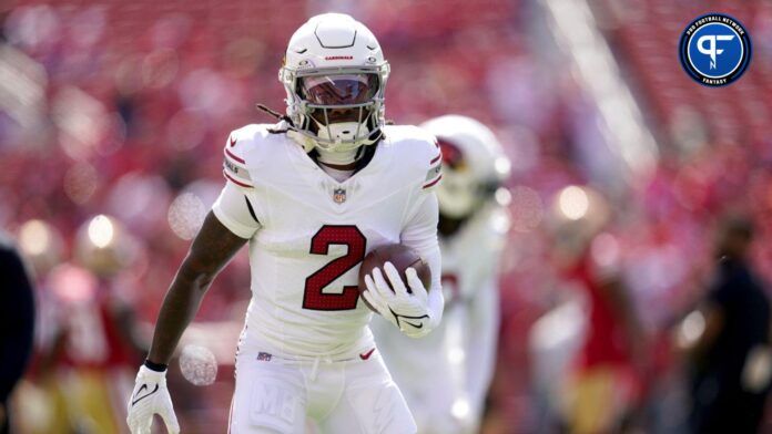 Marquise Brown (2) runs with the ball before the start of the game against the San Francisco 49ers at Levi's Stadium.