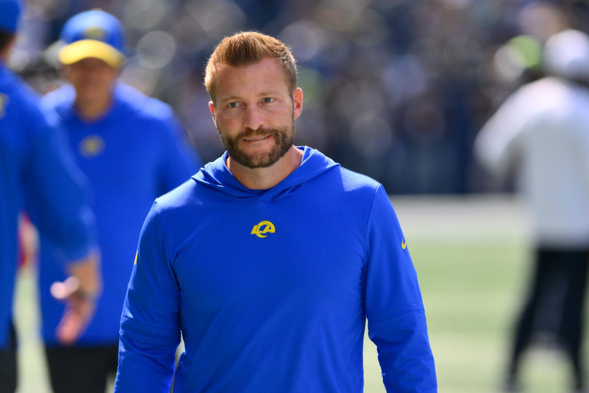 Los Angeles Rams head coach Sean McVay prior to the game against the Seattle Seahawks at Lumen Field.