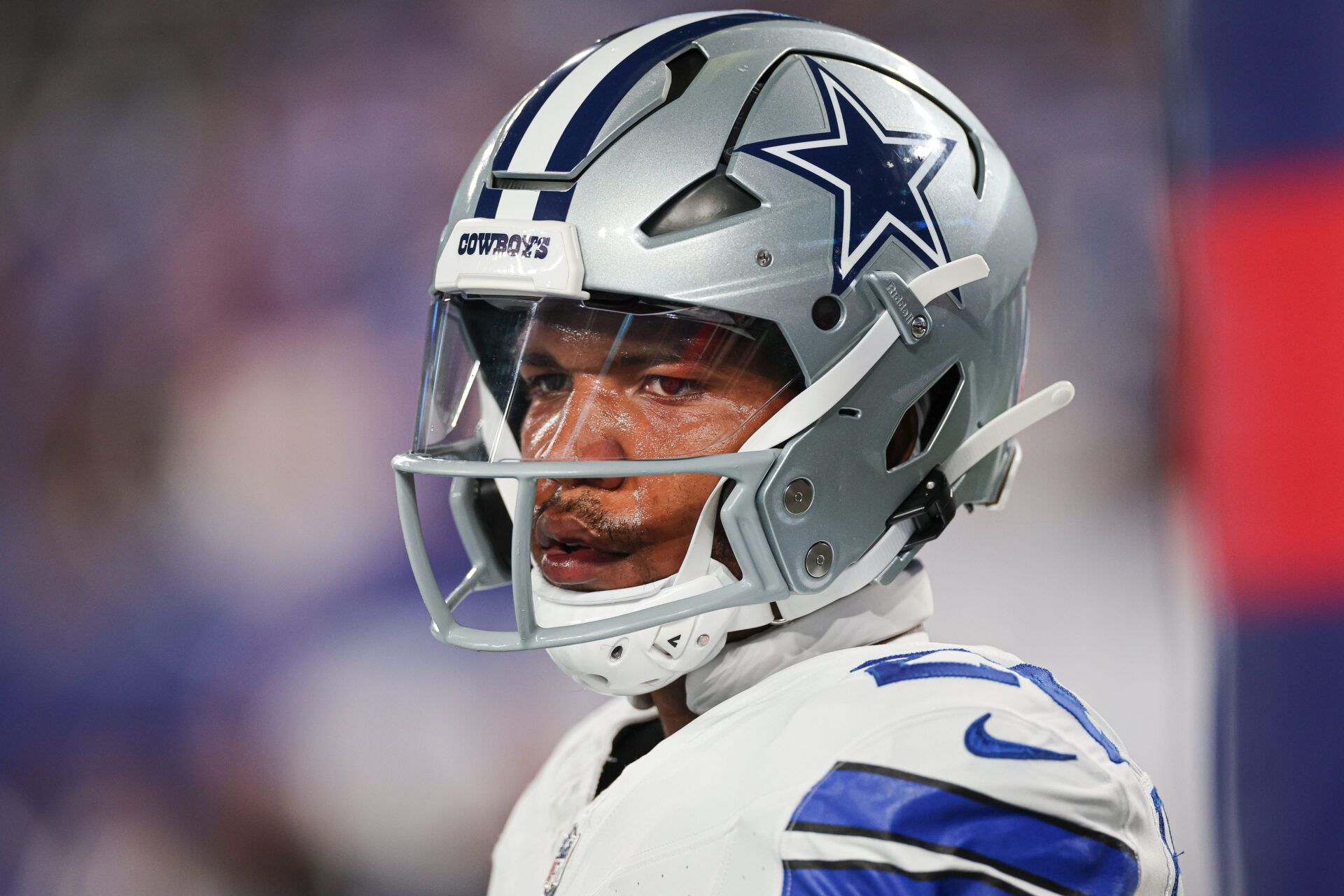 Dallas Cowboys running back Tony Pollard (20) looks on before the game against the New York Giants at MetLife Stadium.