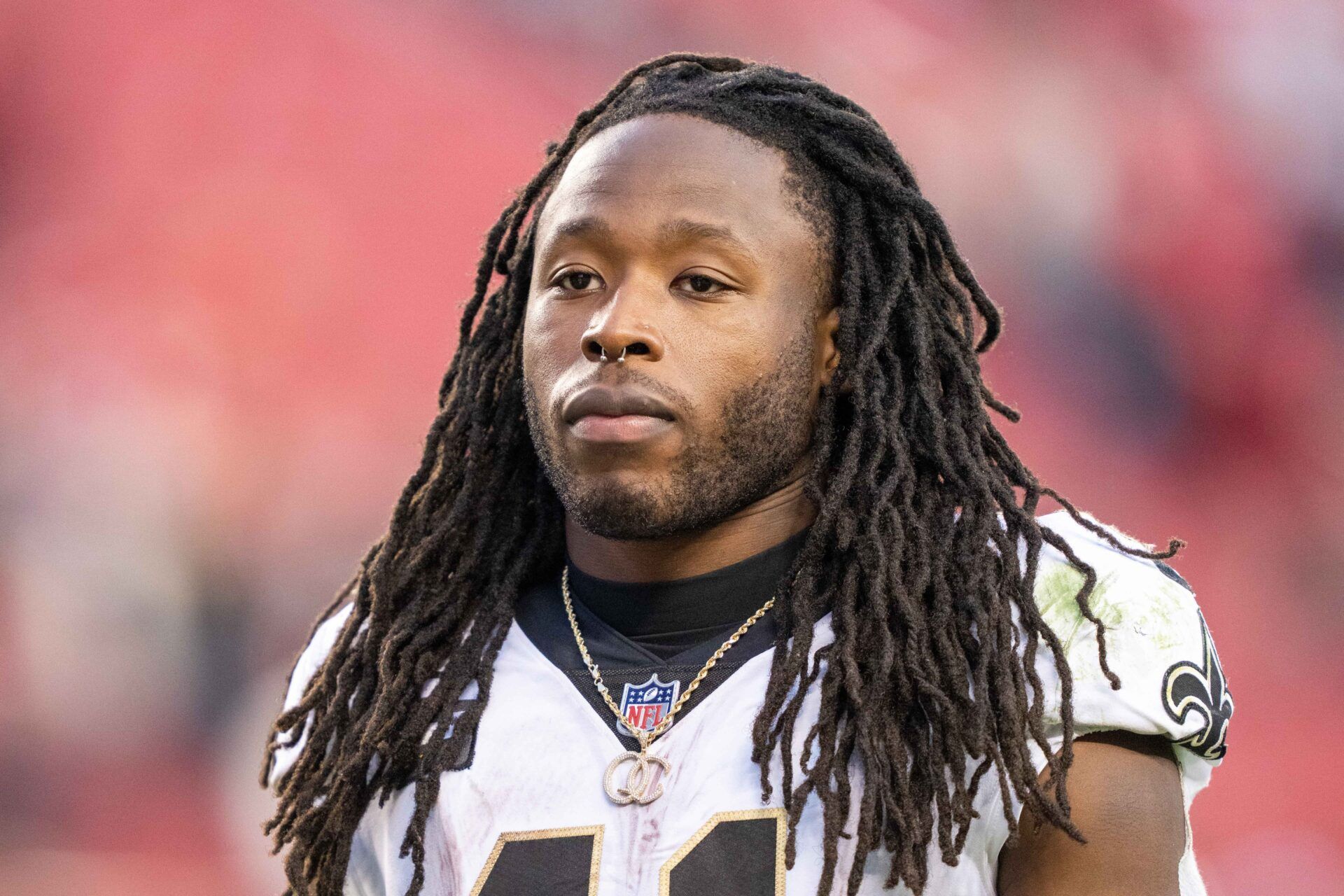 New Orleans Saints RB Alvin Kamara (41) after a game against the San Francisco 49ers.