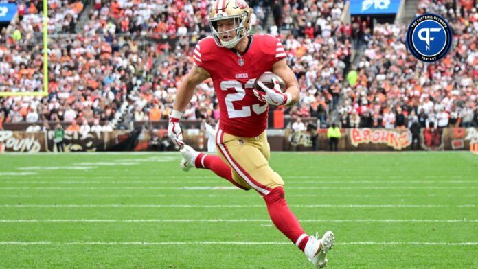 San Francisco 49ers RB Christian McCaffrey (23) runs the ball against the Cleveland Browns.