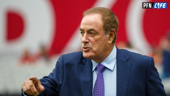 NFL Sunday Night Football announcer/analyst Al Michaels during the New England Patriots game against the Arizona Cardinals at University of Phoenix Stadium.