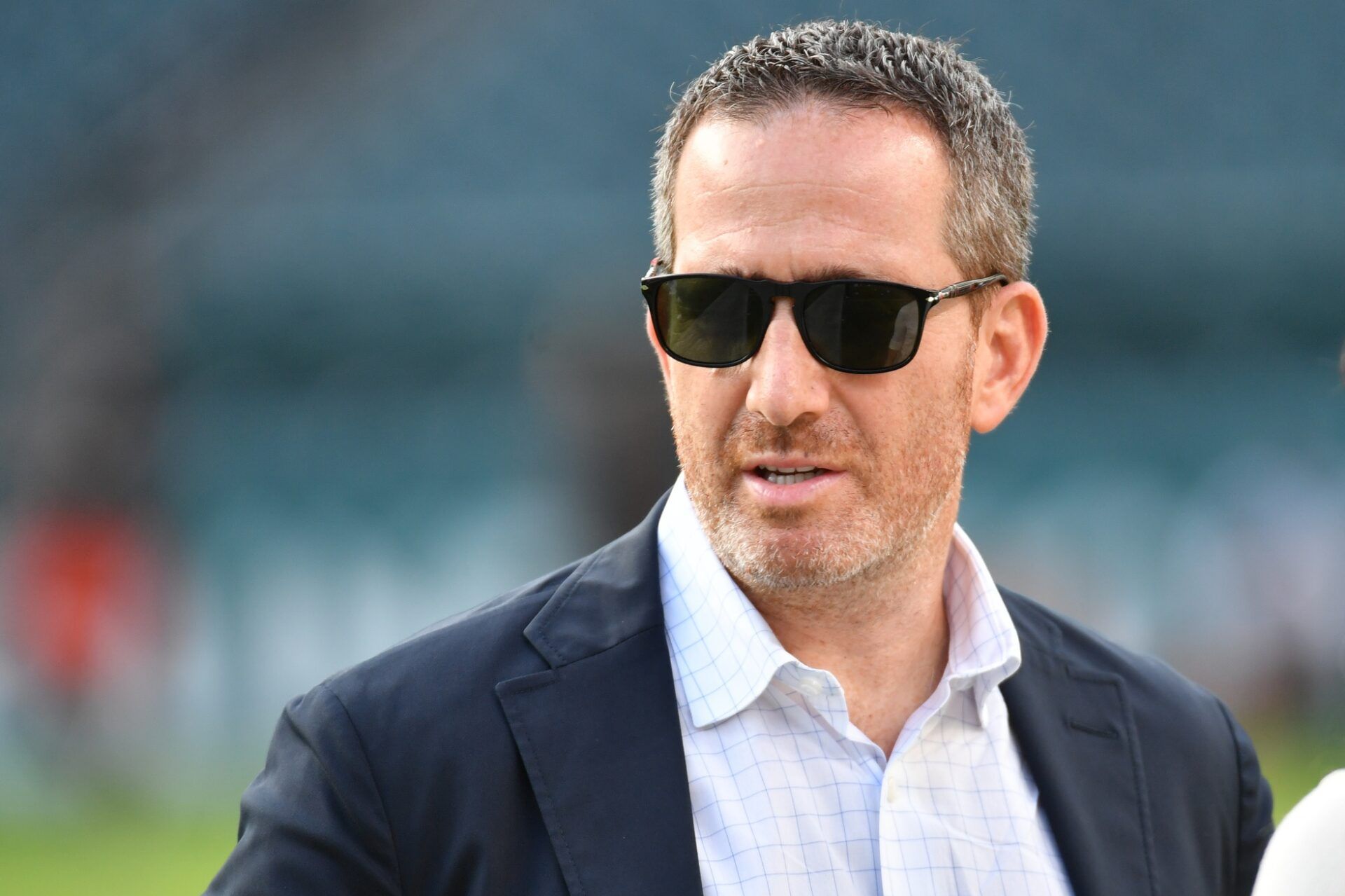 Philadelphia Eagles general manager Howie Roseman during warmups against the Cleveland Browns at Lincoln Financial Field.