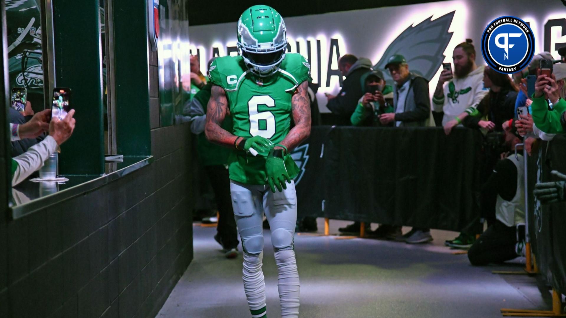 Philadelphia Eagles wide receiver DeVonta Smith (6) in the tunnel before game against the Miami Dolphins at Lincoln Financial Field.