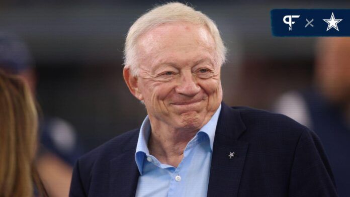 Dallas Cowboys owner Jerry Jones on the field before the game against the Las Vegas Raiders at AT&T Stadium.