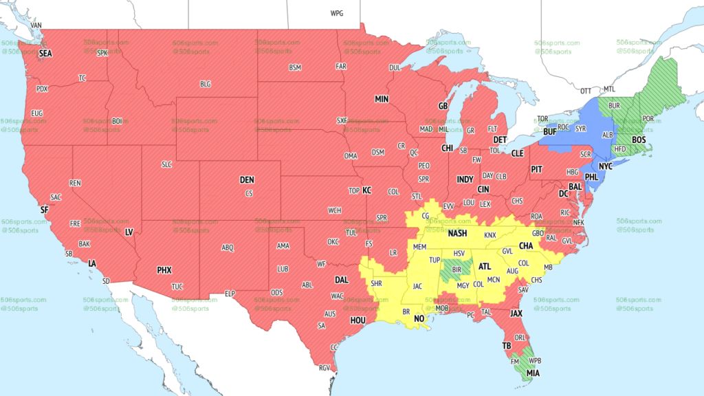 CBS Week 8 Early NFL Coverage Map