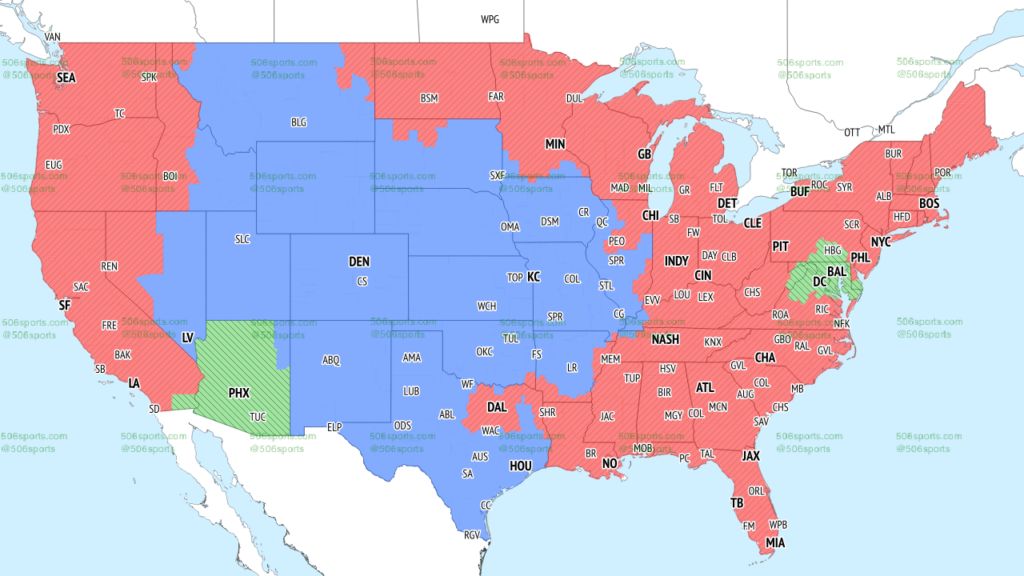 CBS Week 8 Early NFL Coverage Map