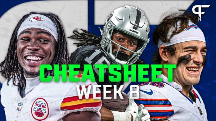 Week 8 Fantasy Football Cheat Sheet: Analysis for Every Player in Every Game