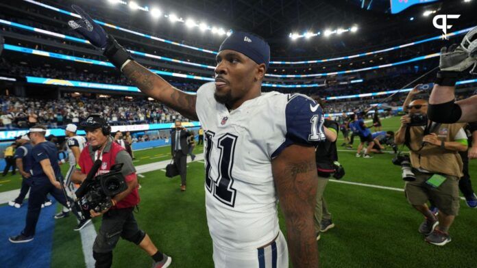 Micah Parsons (11) leaves the field after the game against the Los Angeles Chargers at SoFi Stadium.