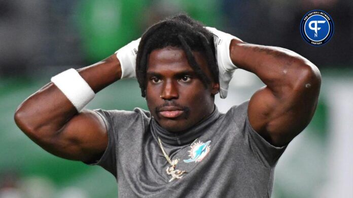 Miami Dolphins wide receiver Tyreek Hill (10) during warmups against the Philadelphia Eagles at Lincoln Financial Field.