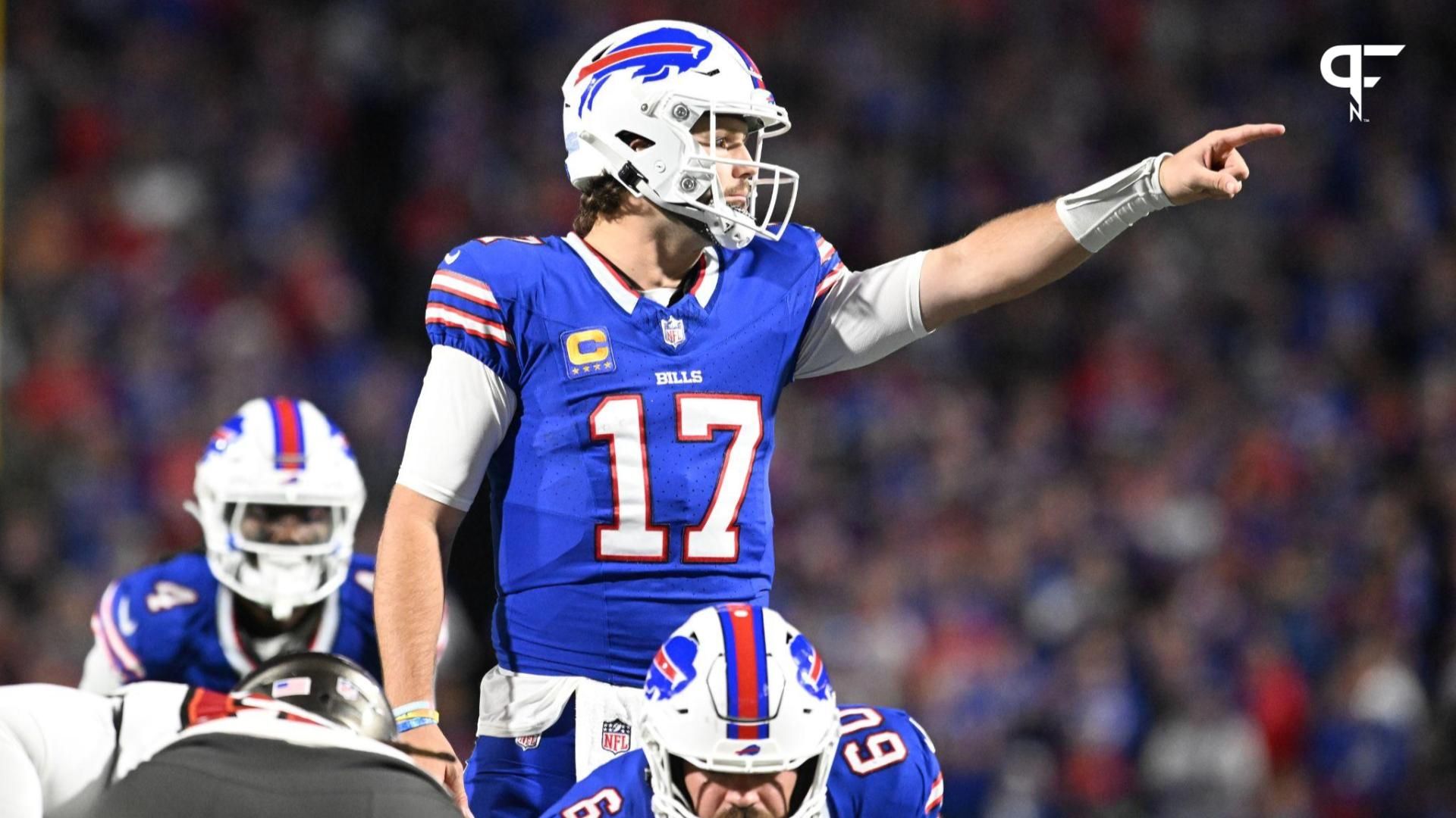 Buffalo Bills QB Josh Allen (17) calls a play against the Tampa Bay Buccaneers.