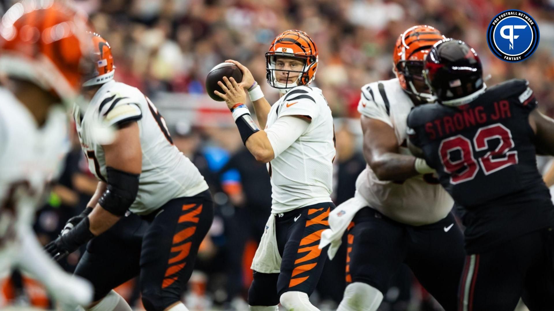 Cincinnati Bengals quarterback Joe Burrow (9) against the Arizona Cardinals.
