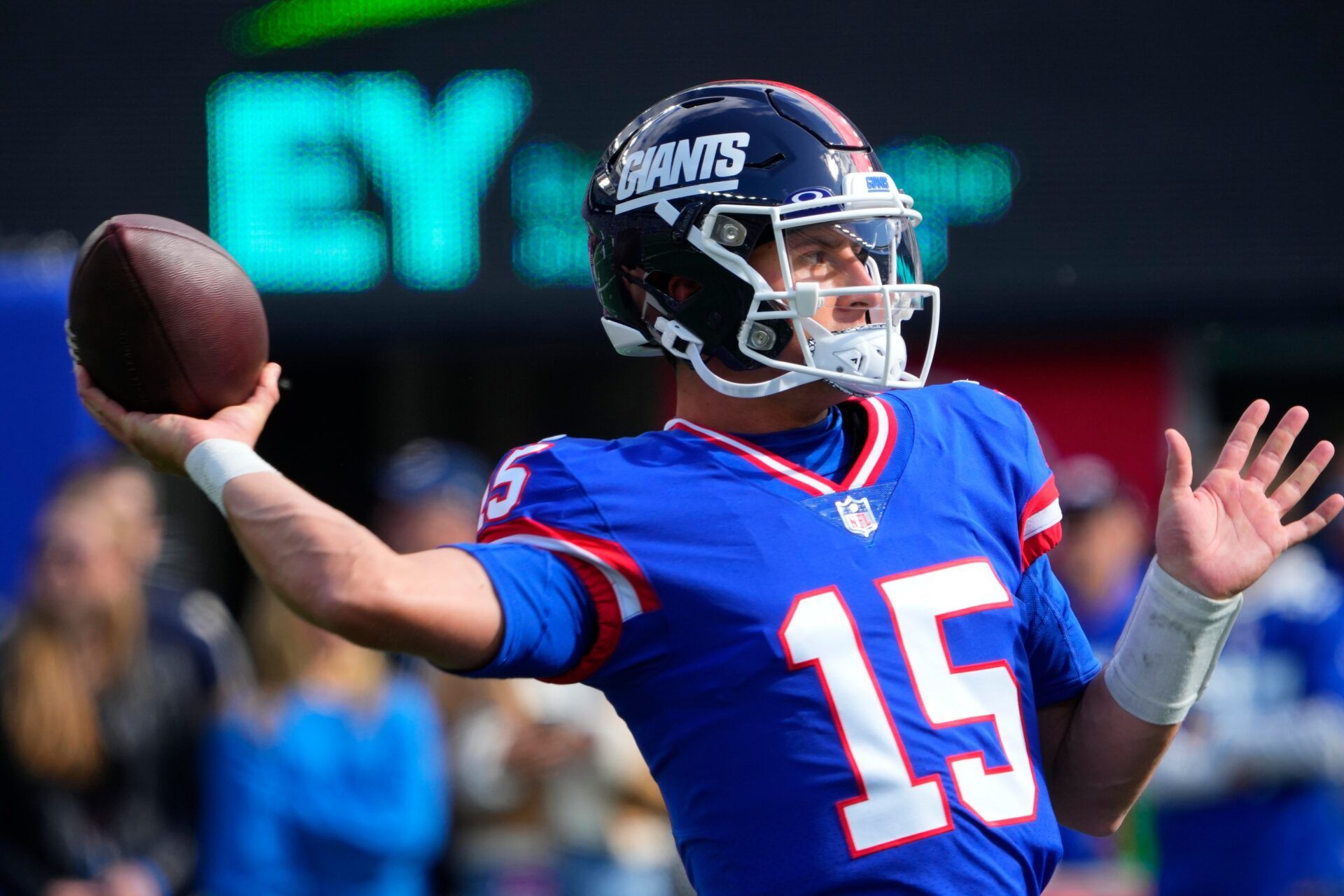 Tommy DeVito before the game against the Washington Commanders at MetLife Stadium.