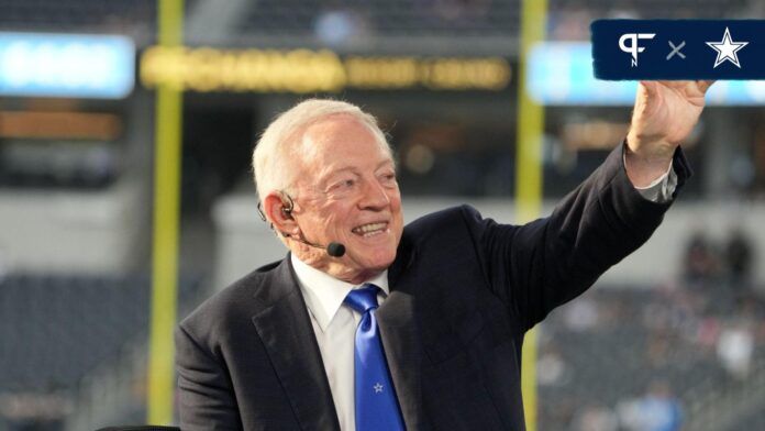 Dallas Cowboys owner Jerry Jones on the ESPN Monday Night Football Countdown set at SoFi Stadium.