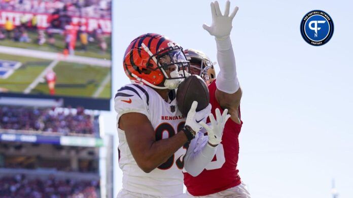 Cincinnati Bengals WR Tyler Boyd (83) makes a TD catch against the San Francisco 49ers.