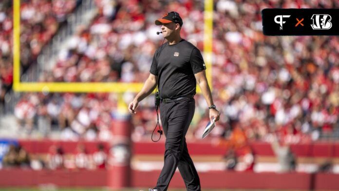 Zac Taylor looks on during the second quarter against the San Francisco 49ers at Levi's Stadium.