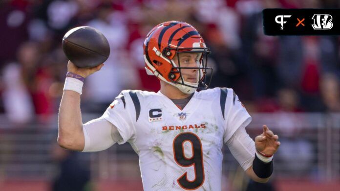 Cincinnati Bengals QB Joe Burrow passing the football.